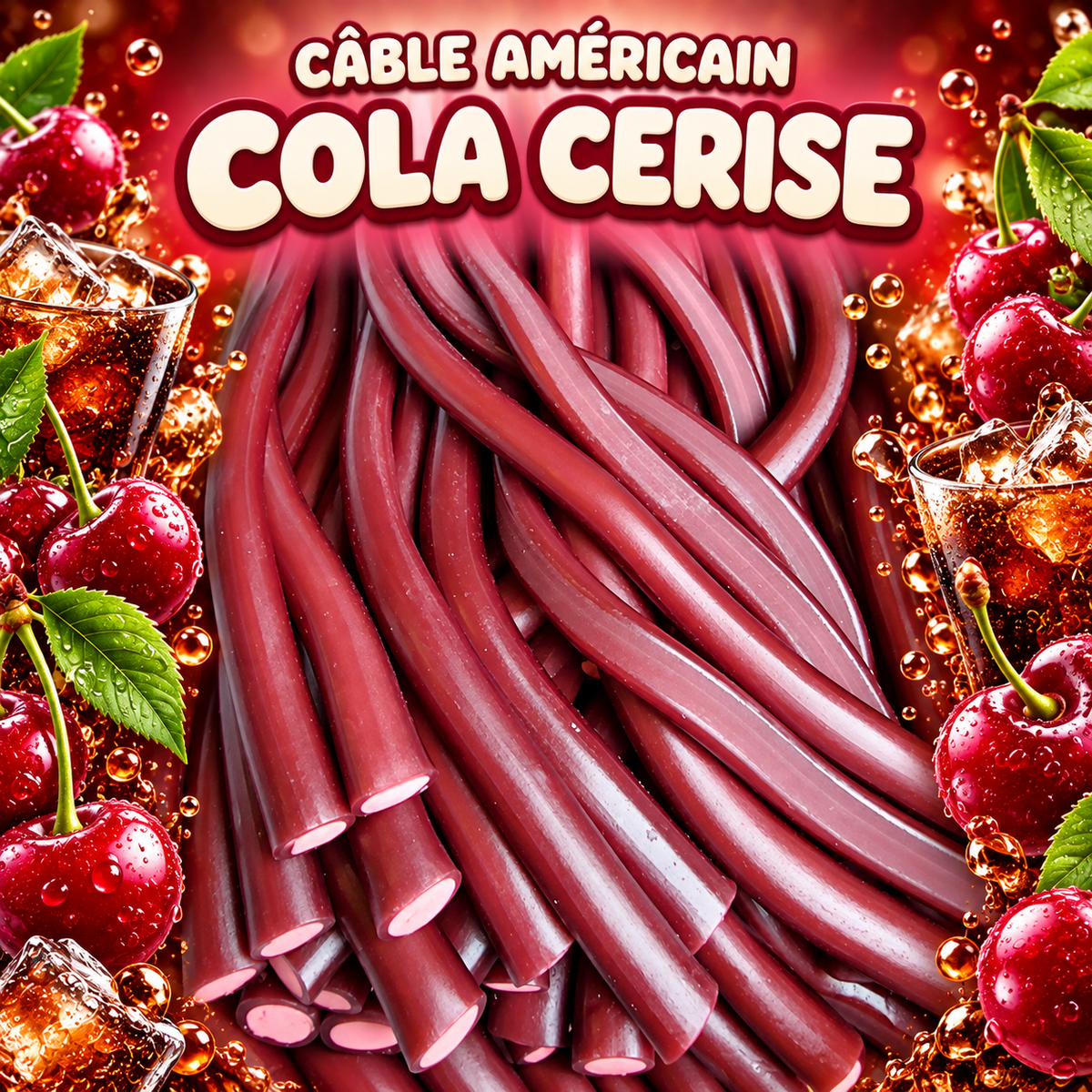 Cable américain 60 cm - Coca cherry