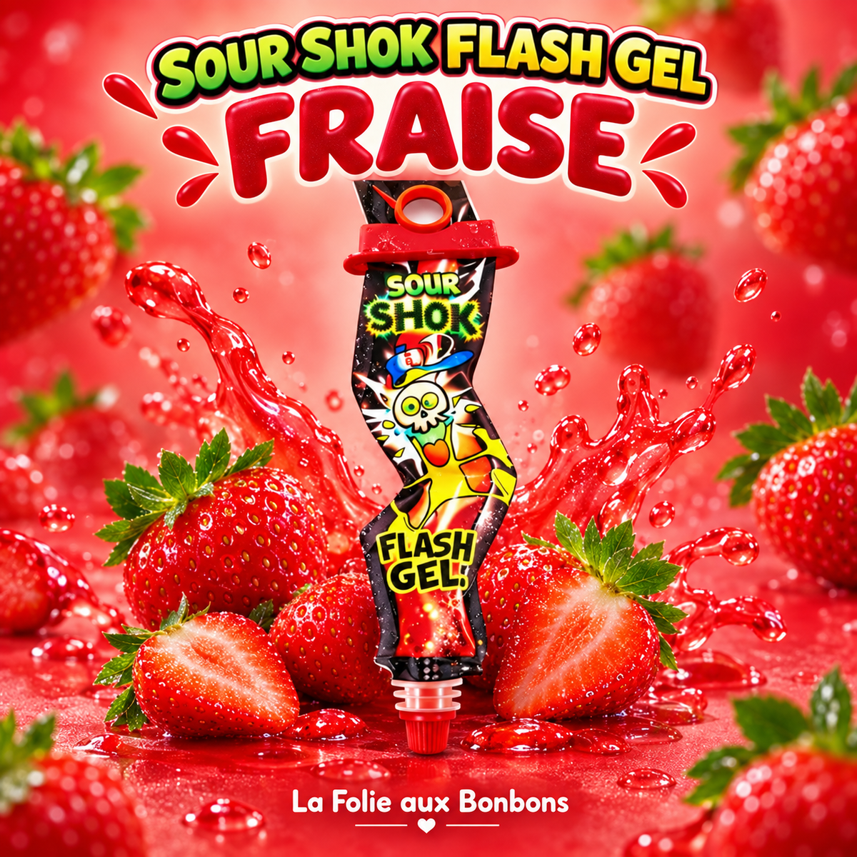 Sour shok flash gel fraise