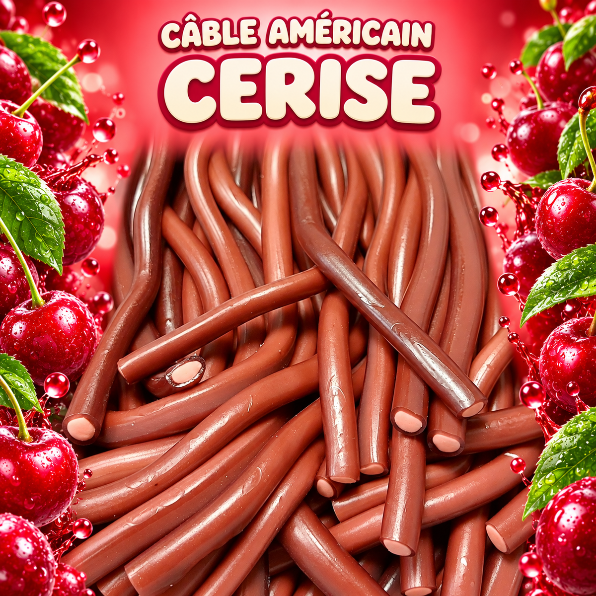 Cable américain 60 cm - Cerise