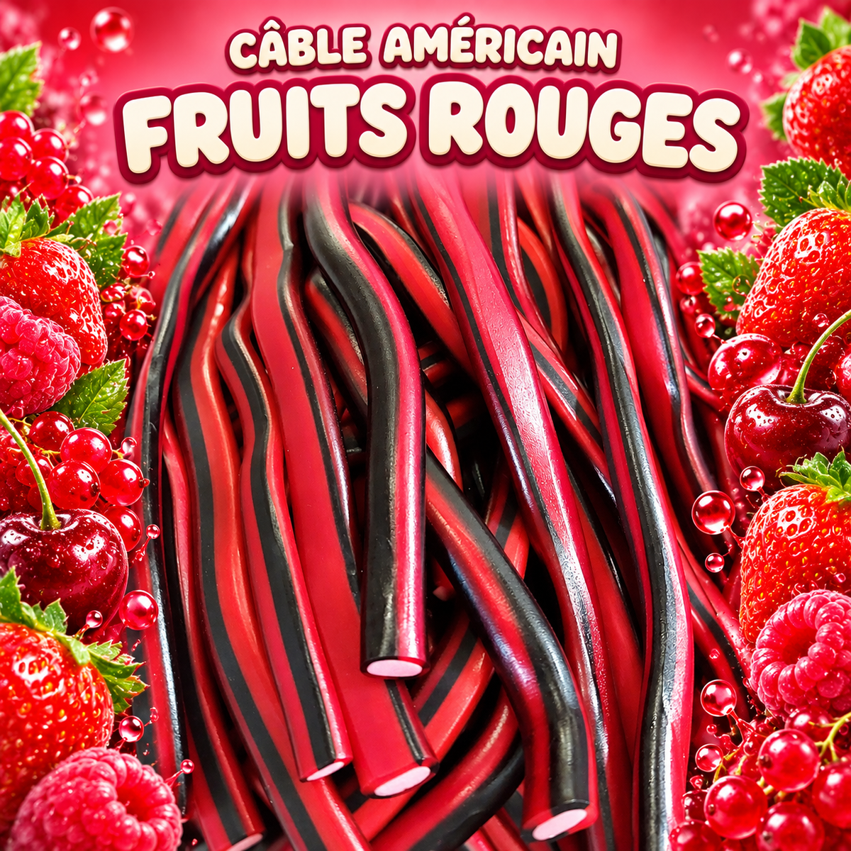 Cable américain 60 cm - Fruit rouge