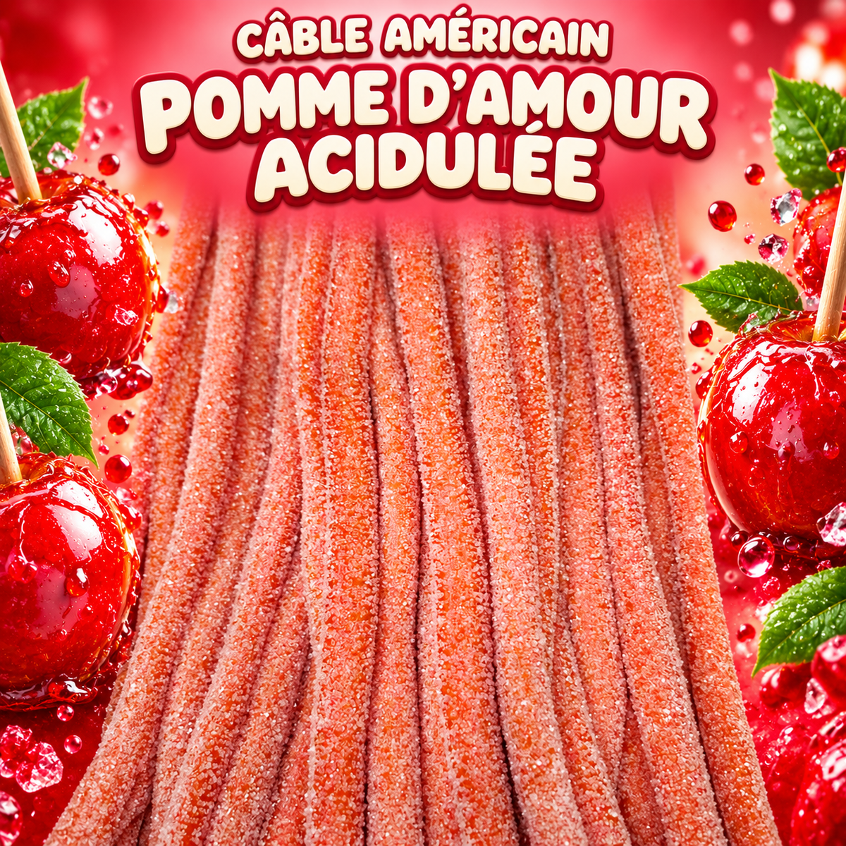 Cable américain 60 cm - Pomme d'amour acidulée