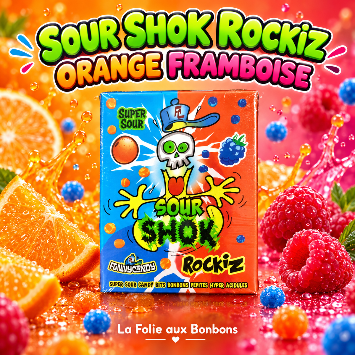 Sour Shok Rockiz orange framboise