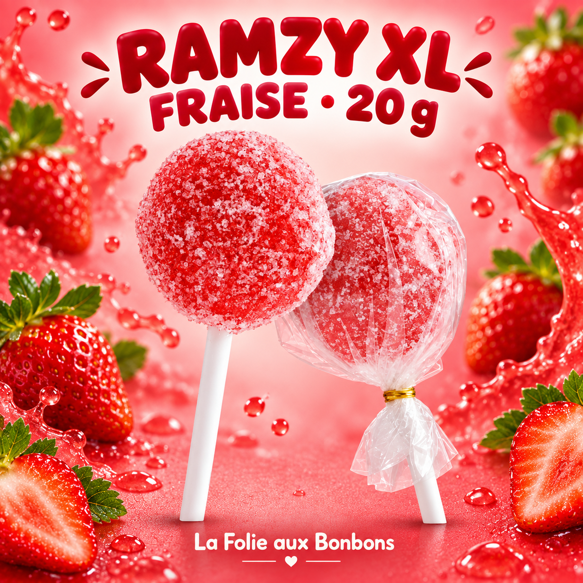 Sucette Ramzy colorantes XL 20g Fraise