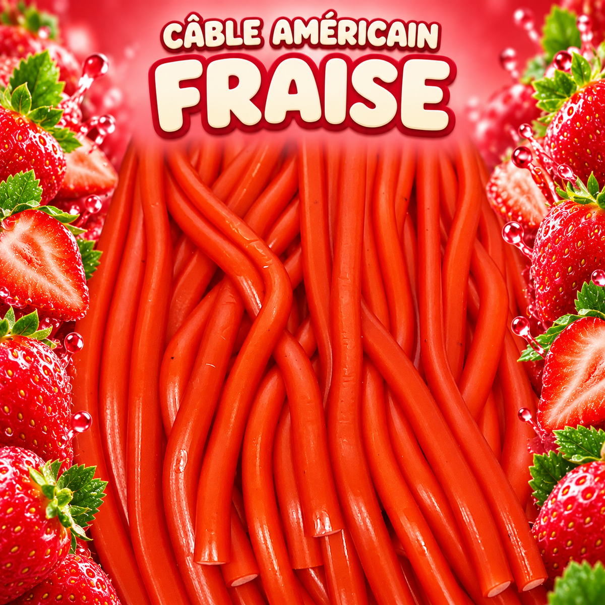 Cable américain 60 cm - Fraise