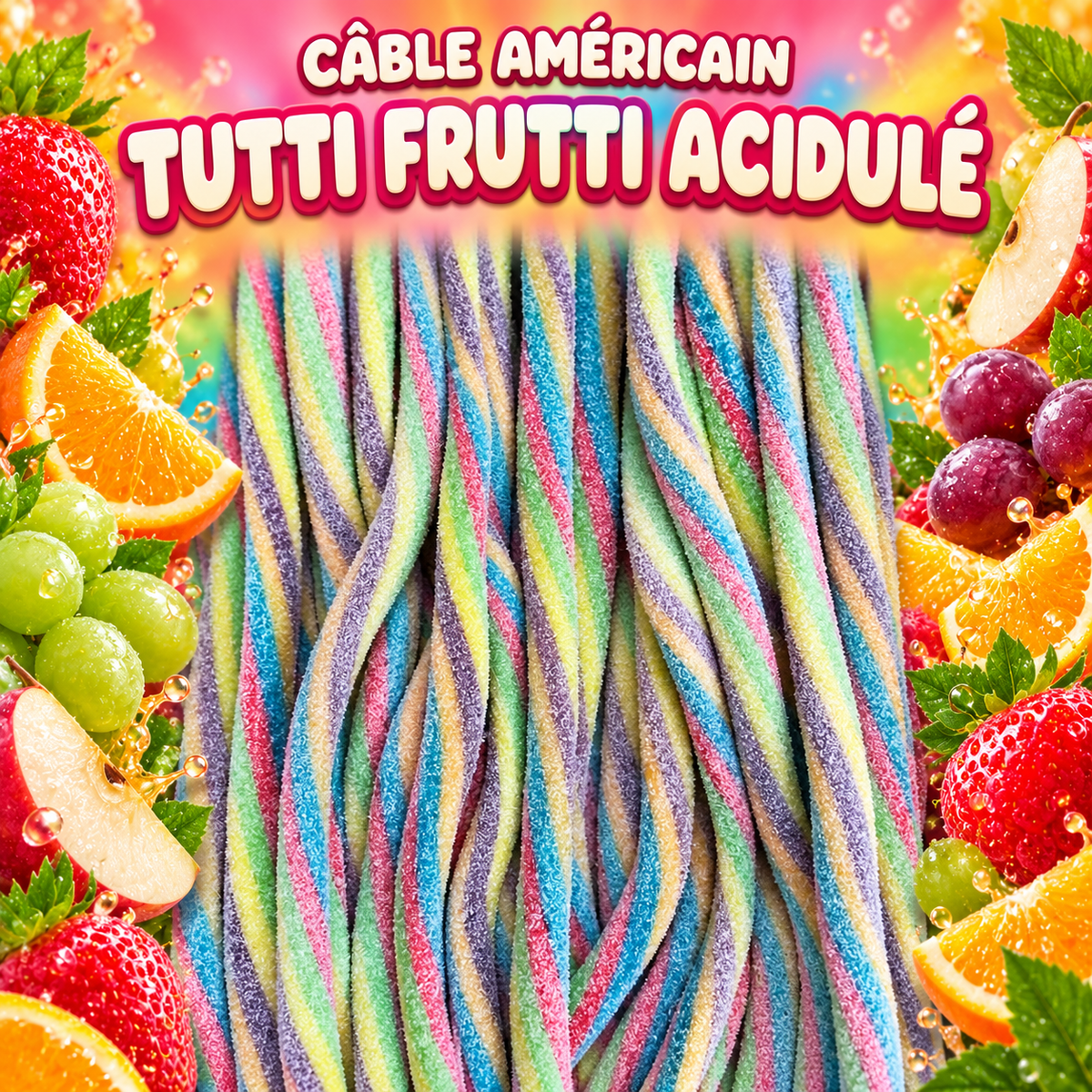 Cable américain 60 cm - Tutti frutti acidulée