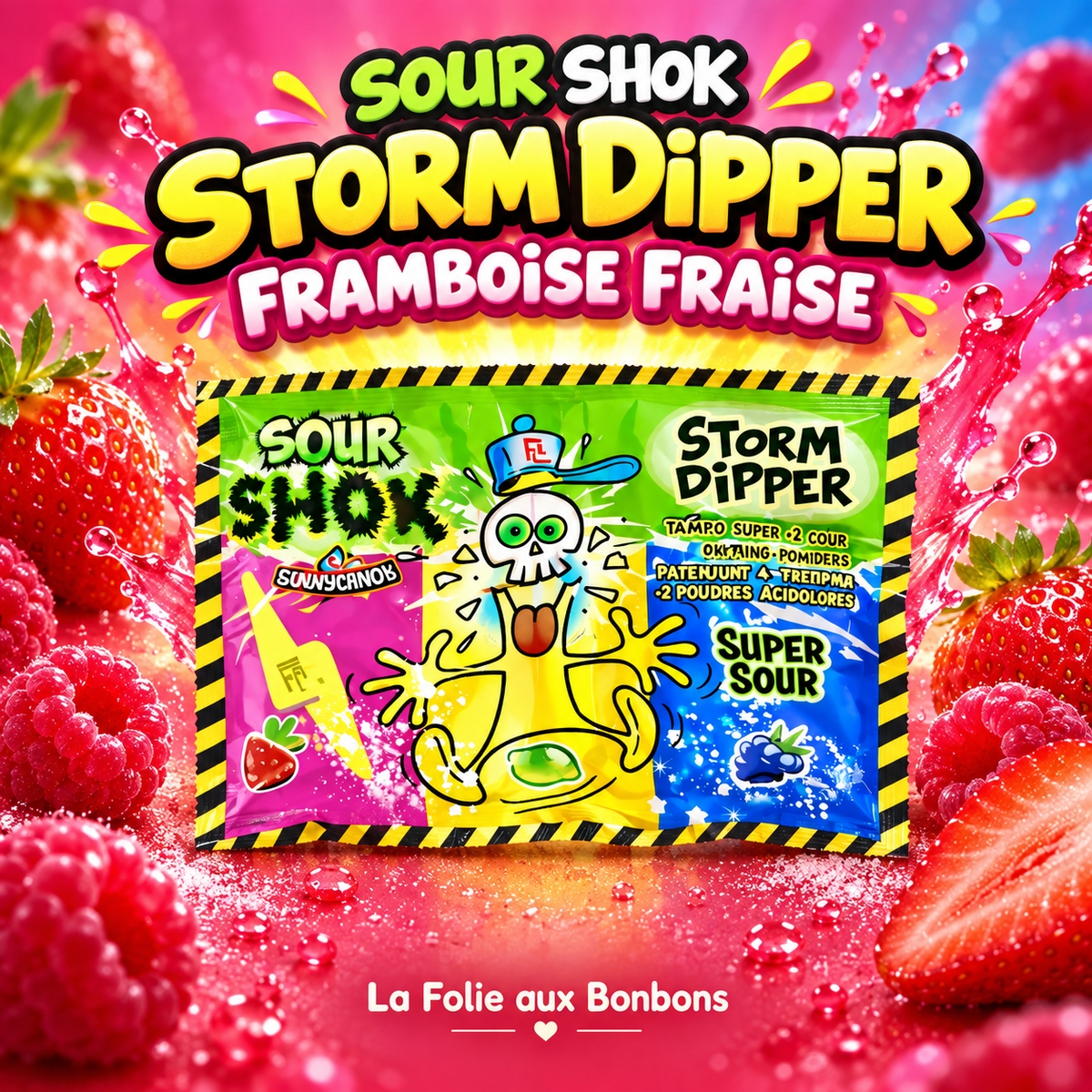 Sour Shok Storm Dipper Framboise fraise