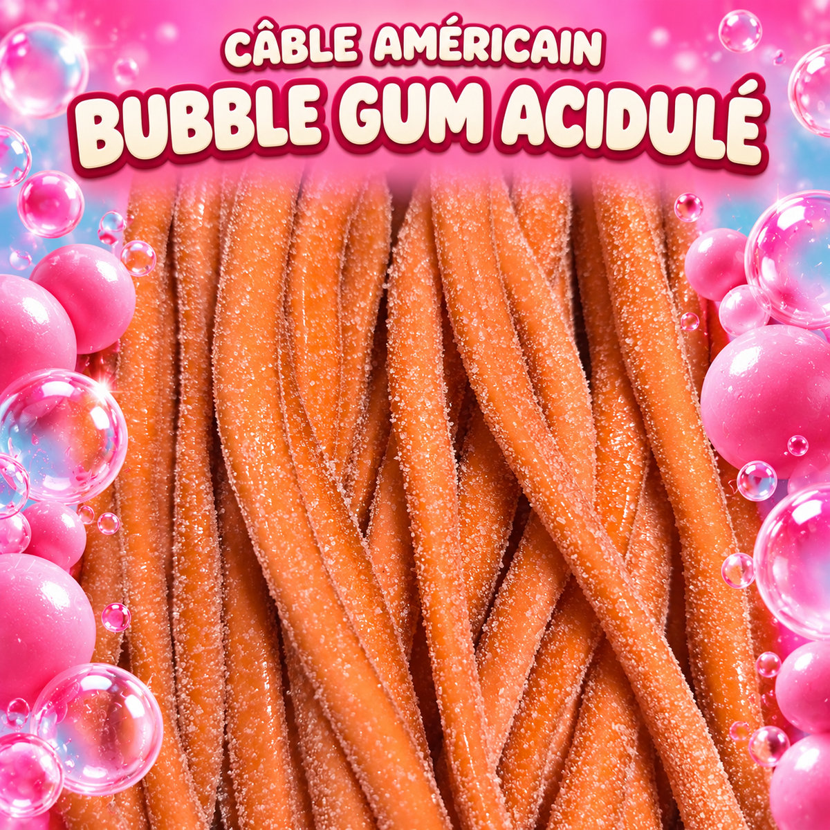 Cable américain 60 cm - Bubble gum acide