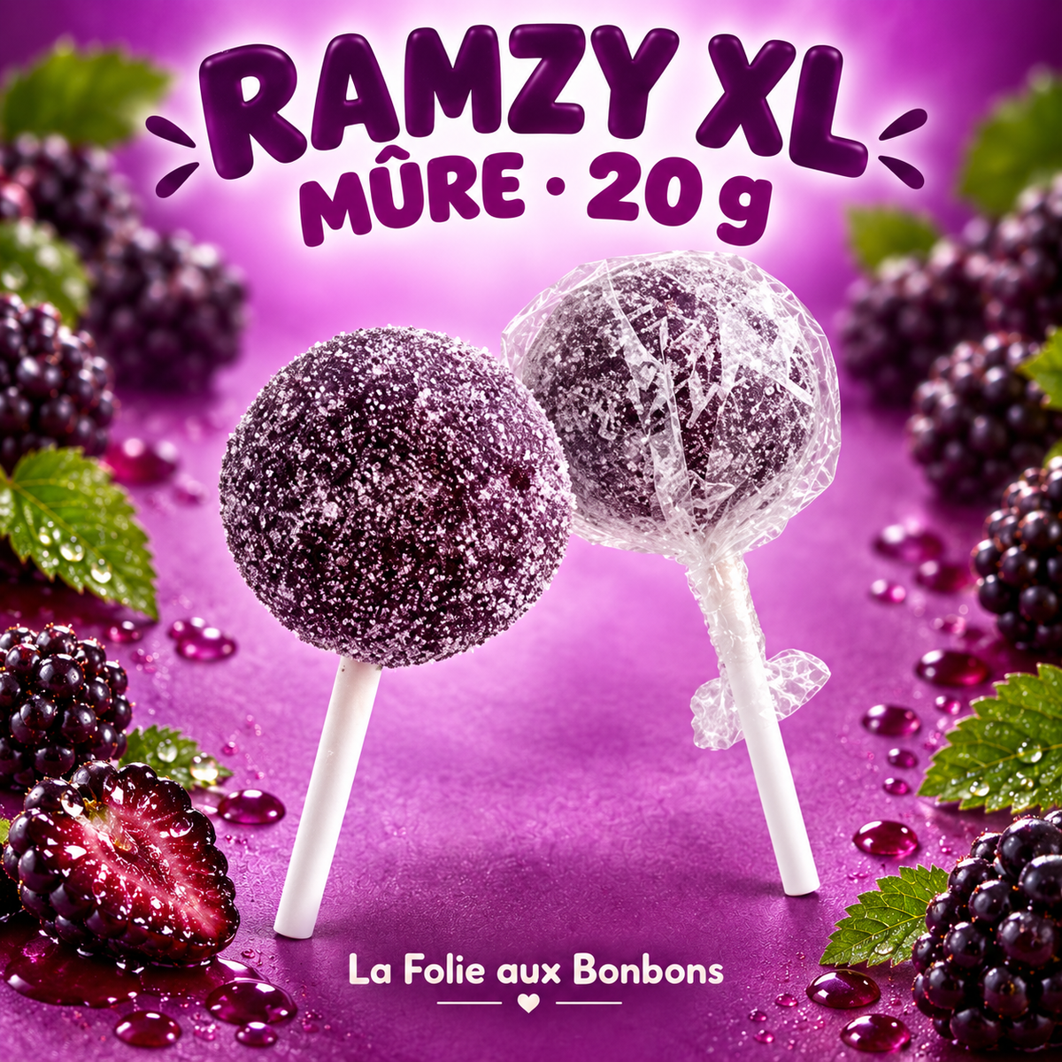 Sucette Ramzy colorantes XL 20g mures