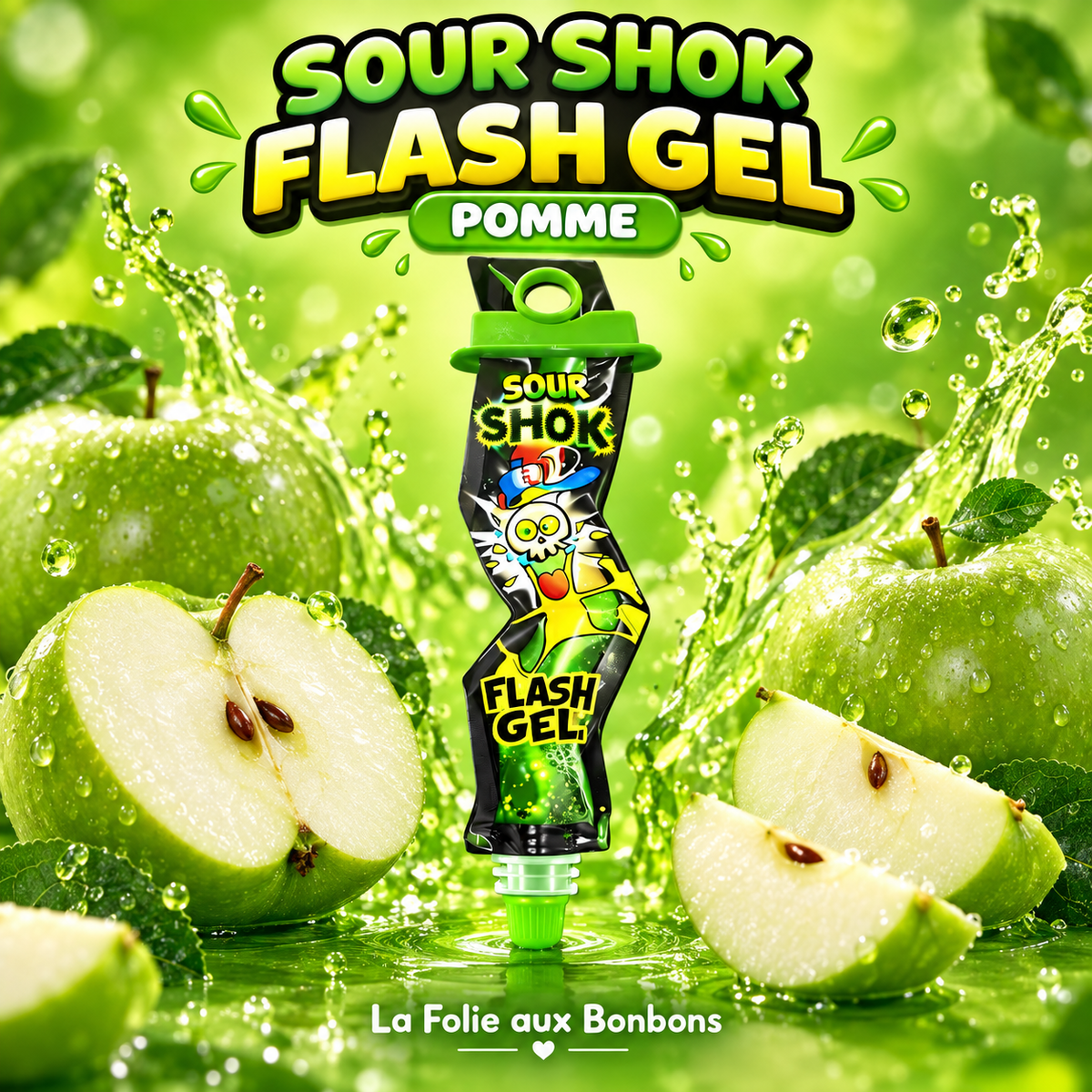 Sour shok flash gel pomme
